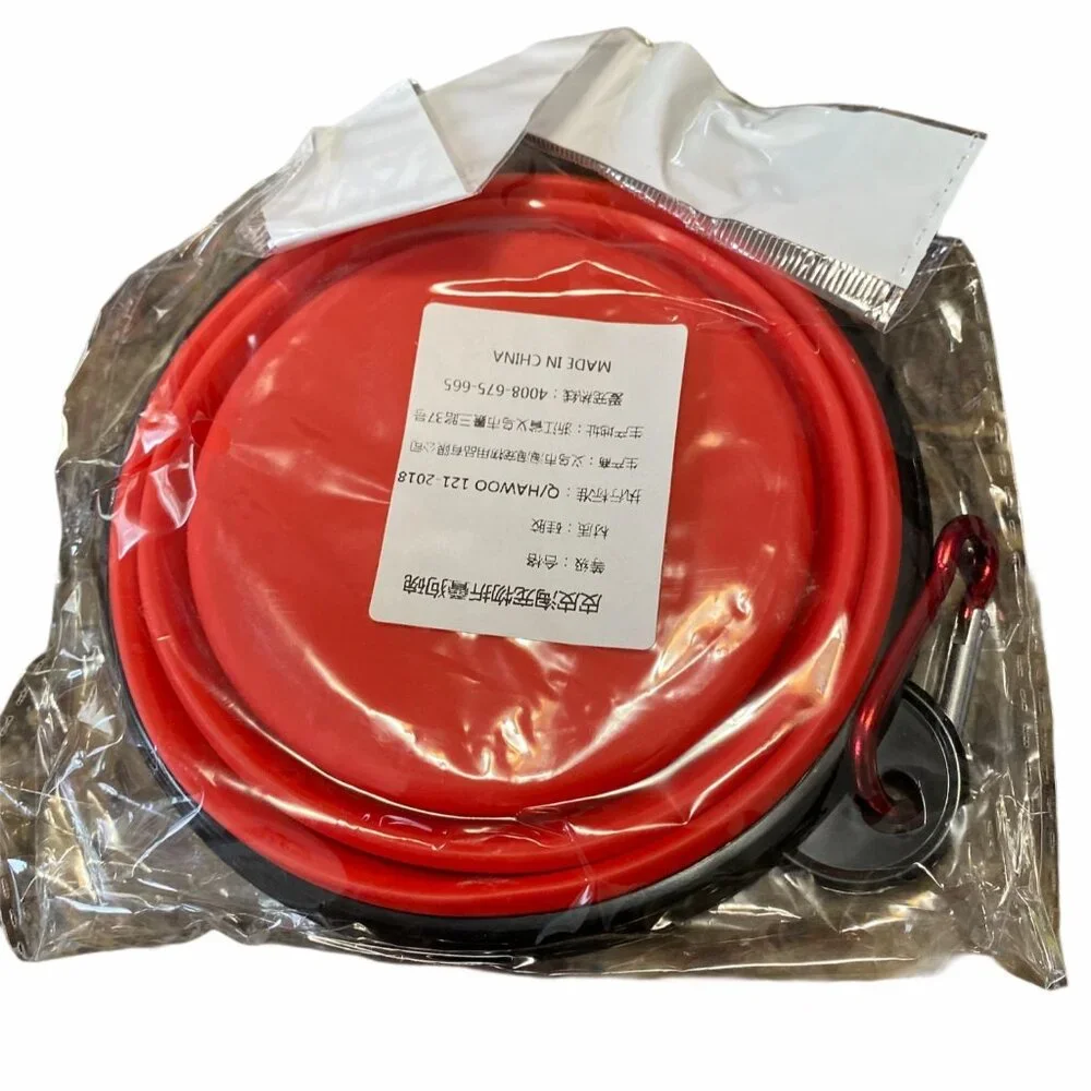 Collapsible‎ Silicone Pet Travel Bowl Red Portable Lightweight Feeding Dish